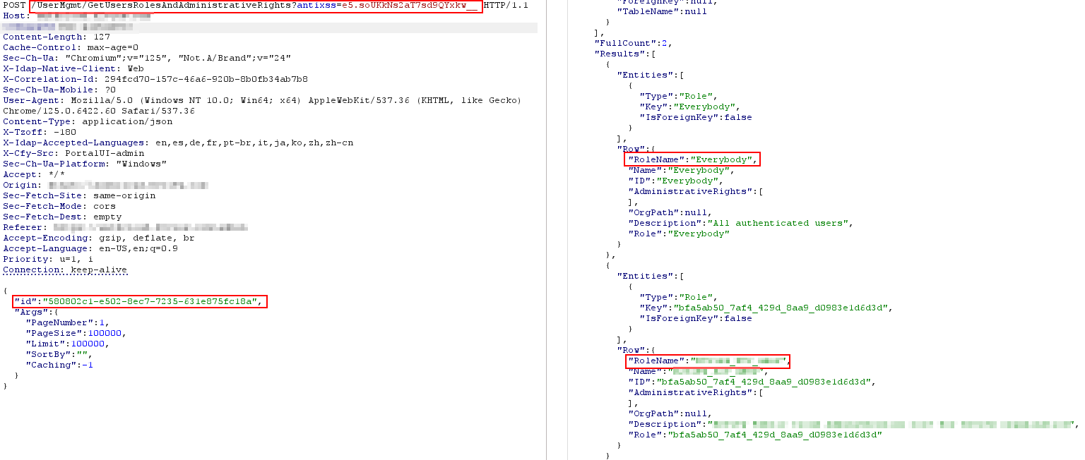 Same request with a different UUID returning another user's rules