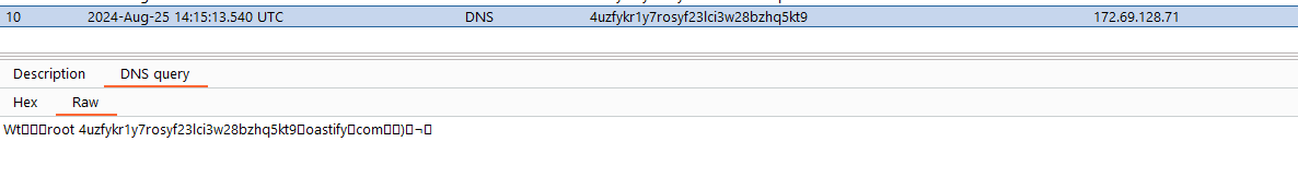 Burp Collaborator confirming root execution via destination parameter