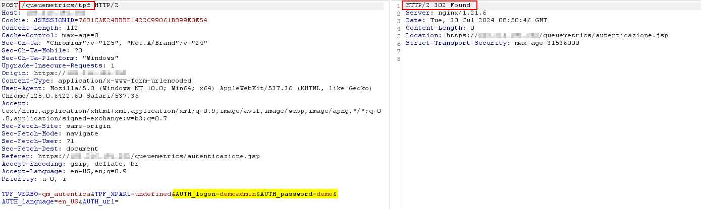 Login response for valid username