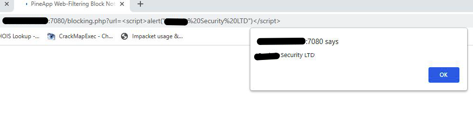 CVE-2021-36720: Cybonet PineApp Mail Secure - Reflected XSS via url Parameter