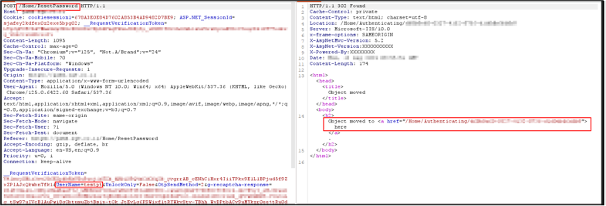 Invalid user submitted to reset password
