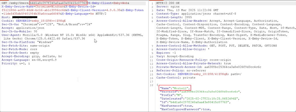 IDOR response exposing user Pin code and settings