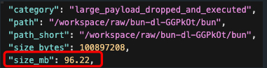 Disk drop of the ~100 MB payload